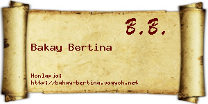 Bakay Bertina névjegykártya